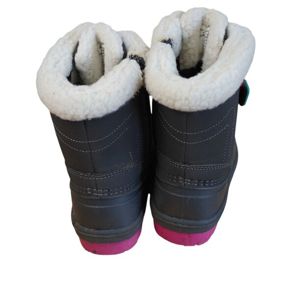 Cat & Jack Thermolite Girls Winter Snow Boots Size 12 Black & Pink Waterproof In - Picture 4 of 7